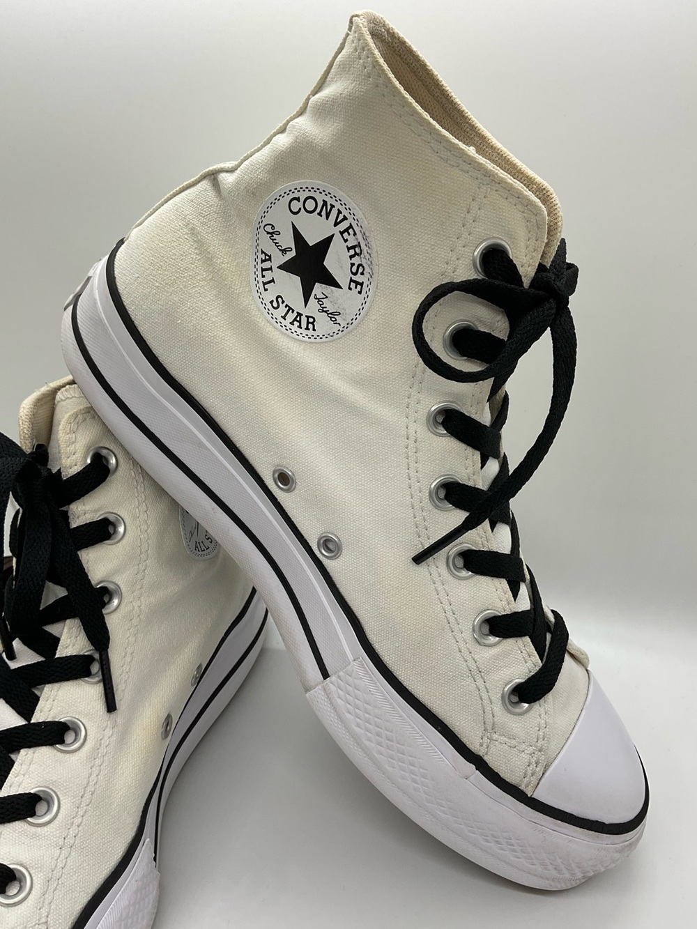 Converse Women's Chuck Taylor All Star Hi Top Black/White Platform Sneakers 8.5